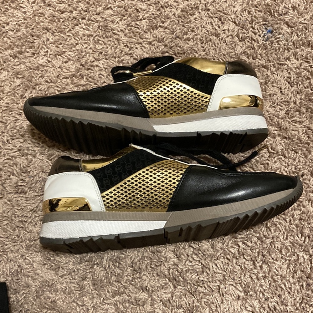 Micheal Kors sneakers in black white & gold